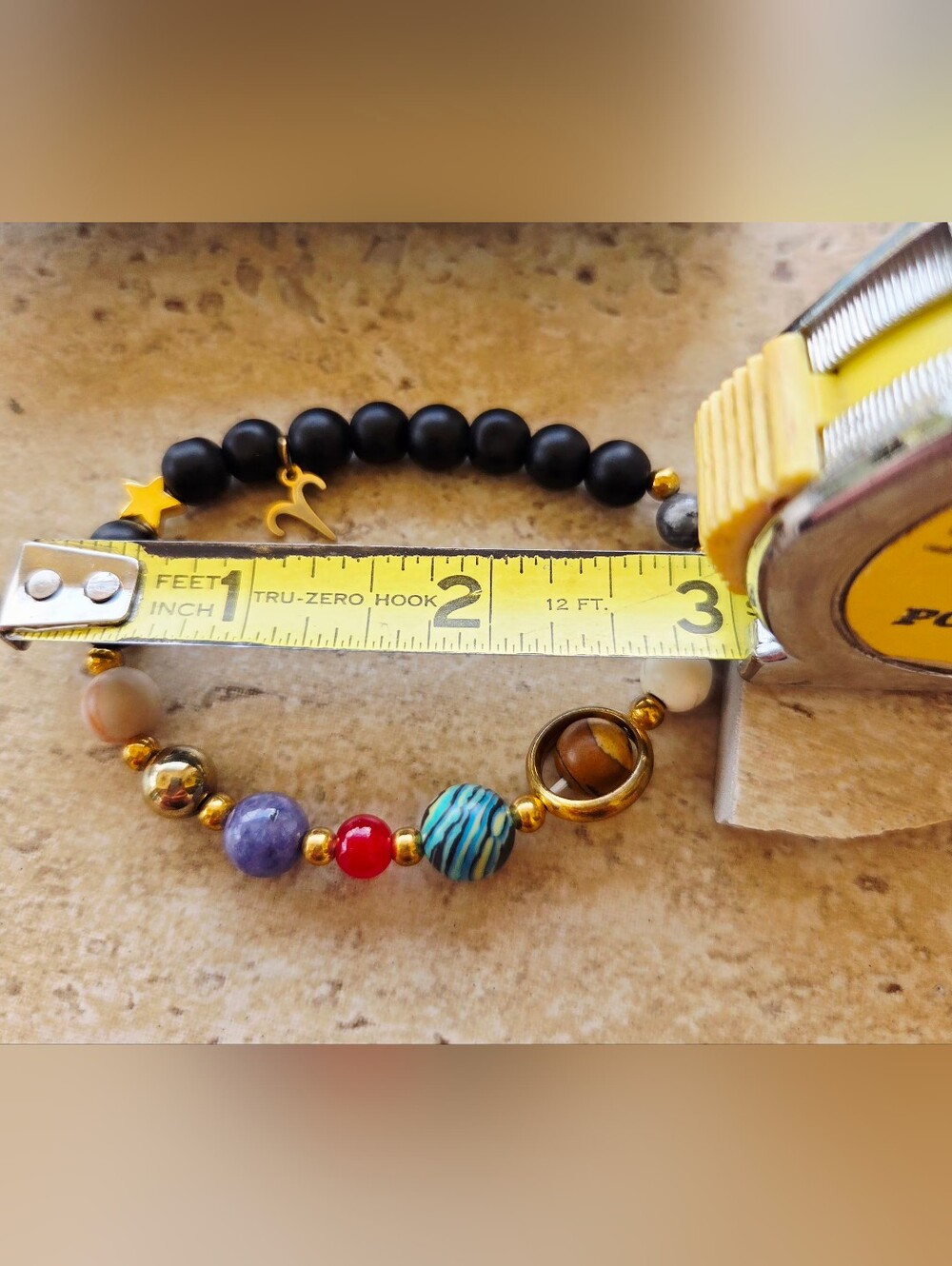 NWO Aries Zodiac Solar System Beaded Stretch Bracelet 3". - Picture 6 of 6